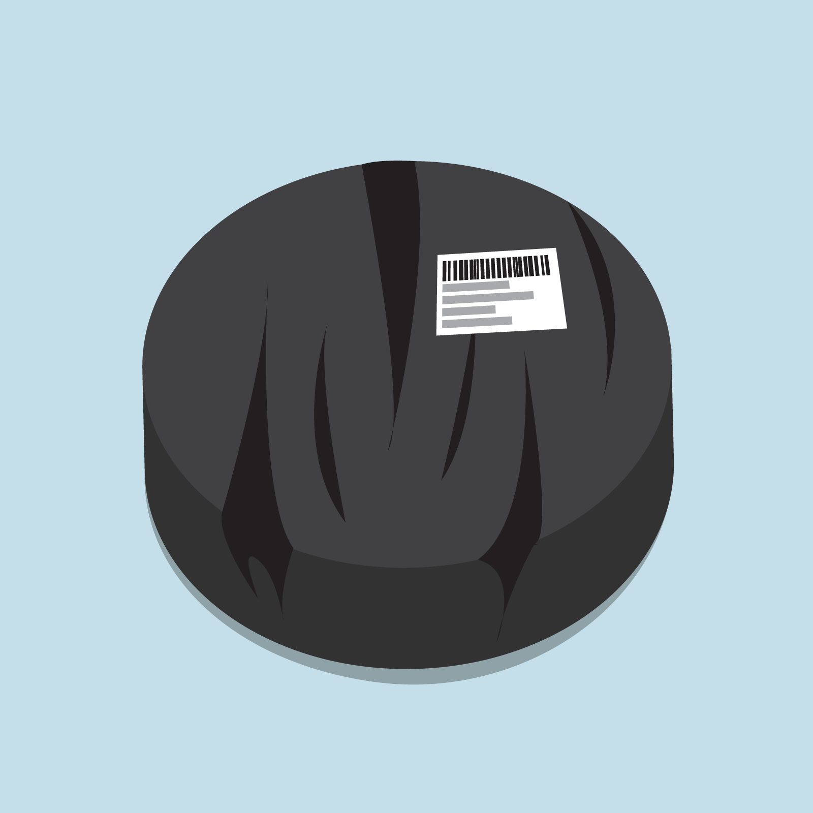 Opona owinięta folią stretch z etykietą